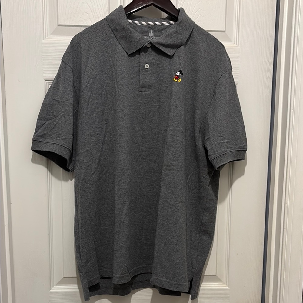 Gray Polo Shirt with Embroidered Character